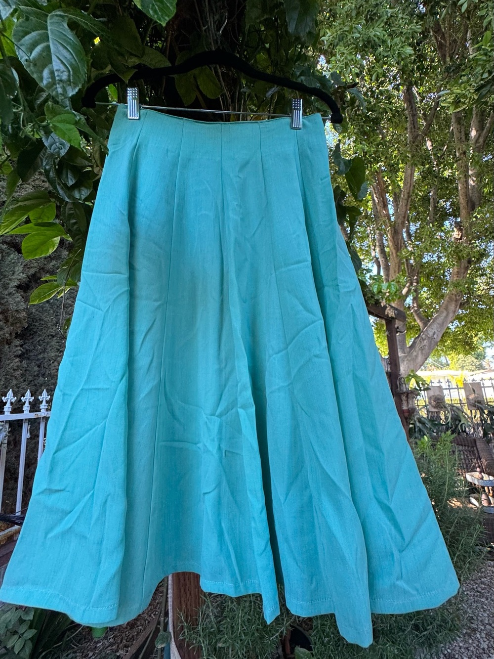 Vintage Aqua Full Midi Skirt - Women's Flared Skirt